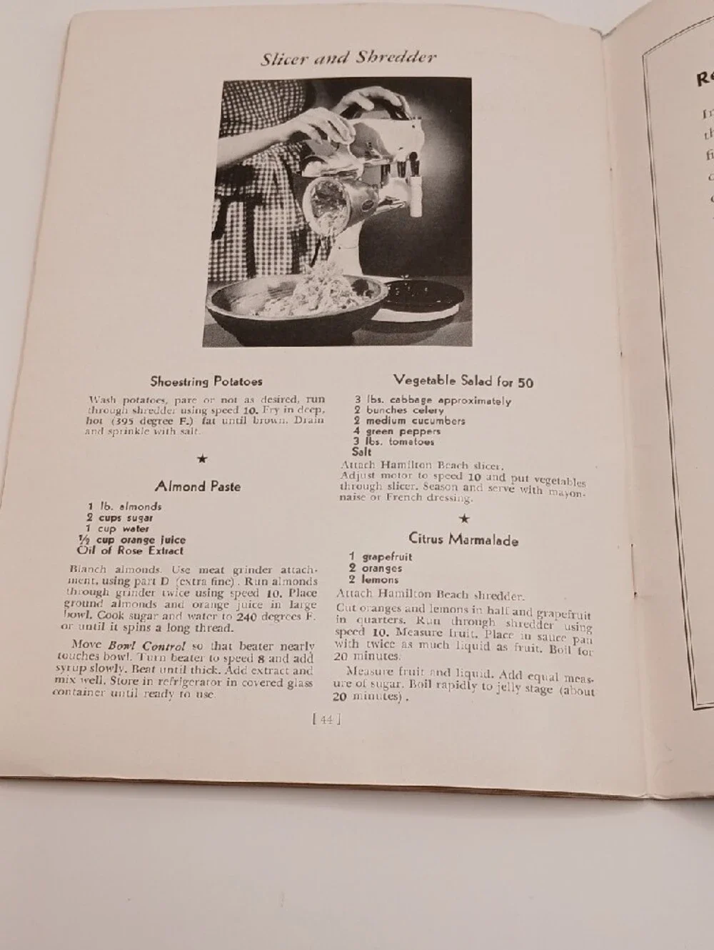 1948 Hamilton Beach Food Mixer Instruction & Recipes Booklet